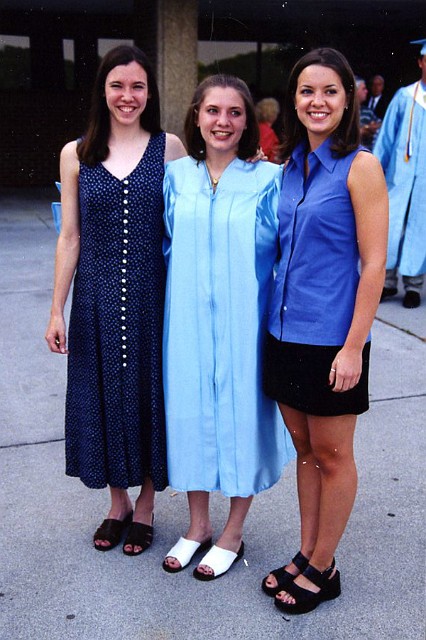 Julie_108.jpg - With Christy and Traci at Traci's high school graduation in Kingsport, Tennessee.  May, 1998.