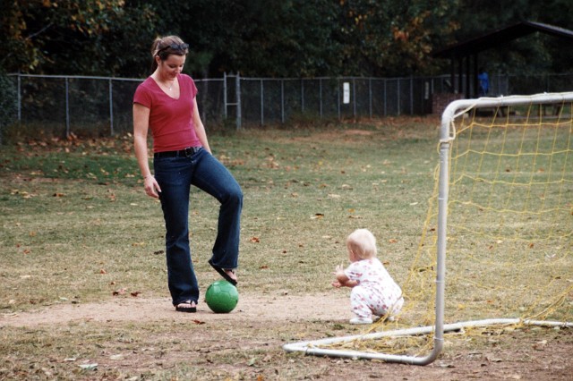 Julie_191.jpg - Fall 2001 -- Playing with Abby at Chace's soccer game