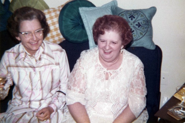 Julie_204.jpg - Grandma Cobb and Grandma Jutras at Mom and Dad's wedding January 4, 1975 in McLean, Virginia.