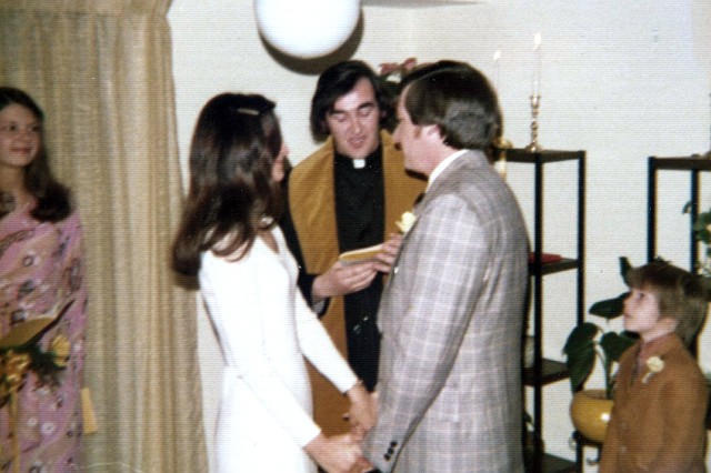Julie_253.jpg - Mom and Dad with Father Vince Keane.  Lorraine and John stand by to make sure he performs the ceremony properly.