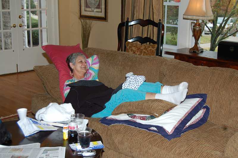 bridge_fall_2006_001.JPG - Jan, enjoying a bit of TLC.  She was hit by a car while she, Doug, & I were walking to the Ryman Auditorium  to hear Glenn Campbell.  She's OK.