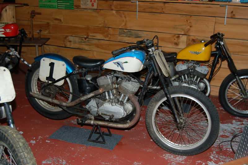 wheelsThruTime0004.JPG - Resweber's road racer.  The tank paint job was standard Harley-Davidson at the time.
