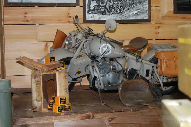 wheelsThruTime0015.JPG - One of Harley-Davidson's military bikes.  Note the transverse V engine configuration, similar to today's Moto Guzzi.
